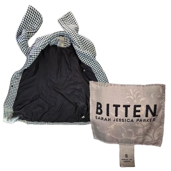 Bitten Houndstooth Wool Blend Coat Small Black & White Peacoat  Sex in the City - Picture 2 of 7